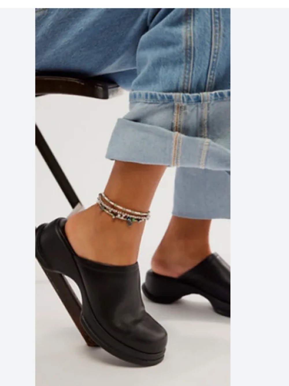 Jeffrey Campbell Black Leather Platform Clogs